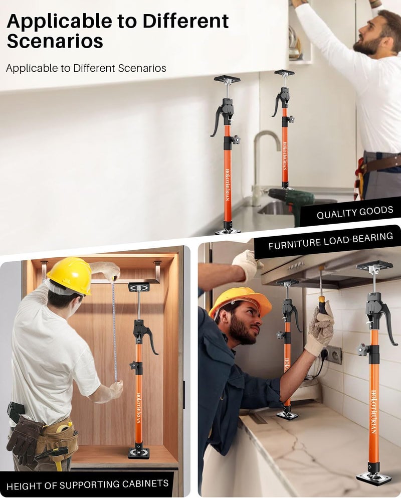 Holothurian Cabinet Jack Support Pole,23.6-45.3 inches Third Hand Tools Adjustable Support Pole, 3rd Hand Support System for Upper Cabinet Installation, 200 LB Capacity, 2-Pack - Image 5
